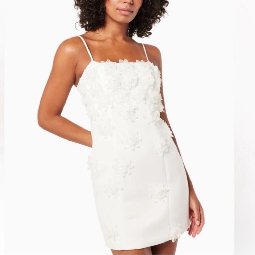 elliatt sutton white embellished floral mini bridal wedding dress size medium